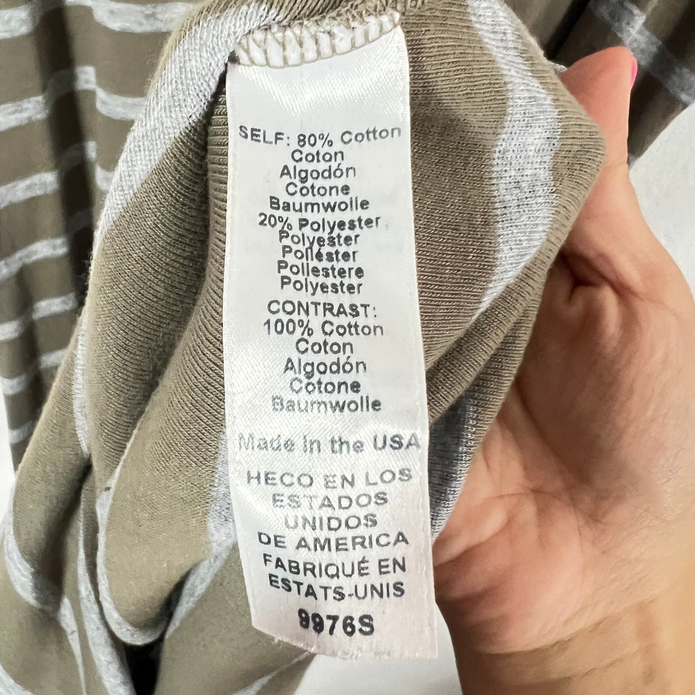 Michael Stars Striped Tank Dress Womens Large Olive Green Minimalist Summer - Picture 4 of 6